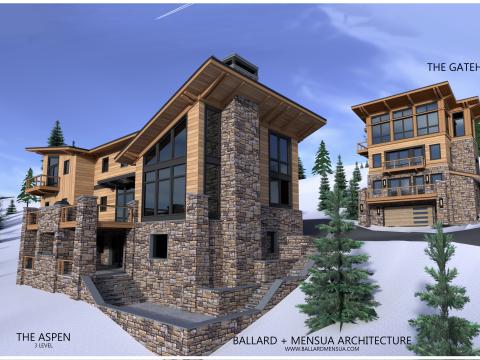 Aspen 3 level Rear with Gatehouse behind